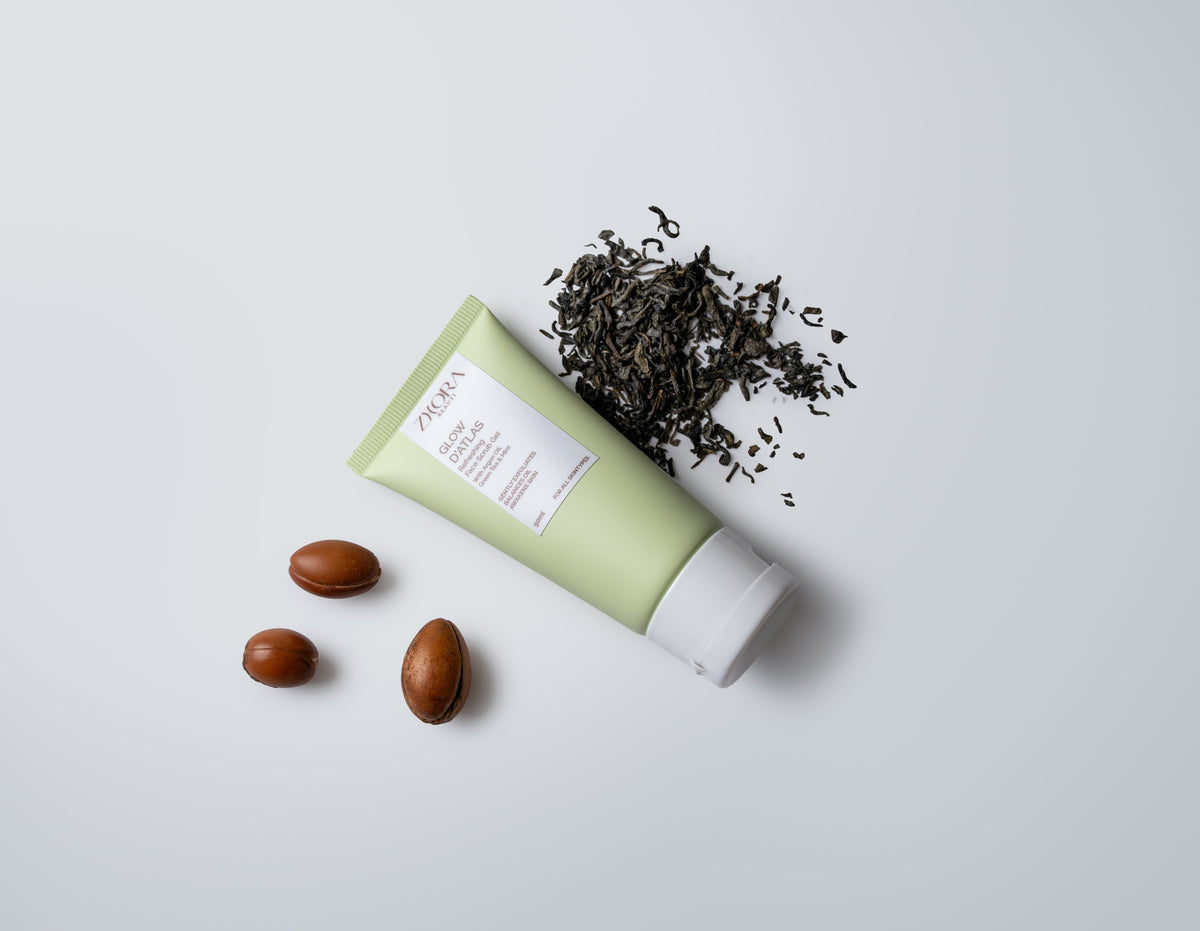 Gentle Exfoliating Face Scrub with Argan & Green Tea – Glow D’Atlas